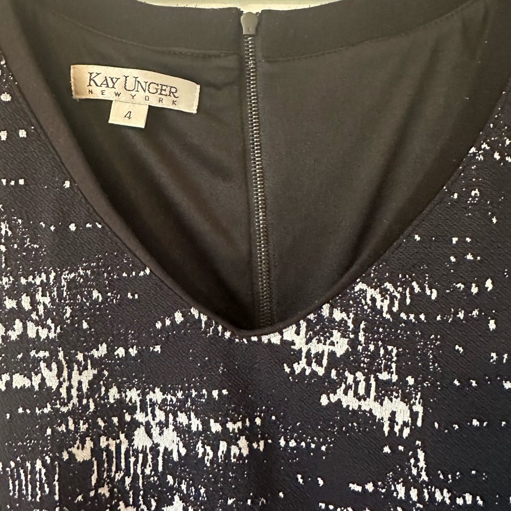 Kay Unger Black and White Textured Sheath Dress - Picture 2 of 7